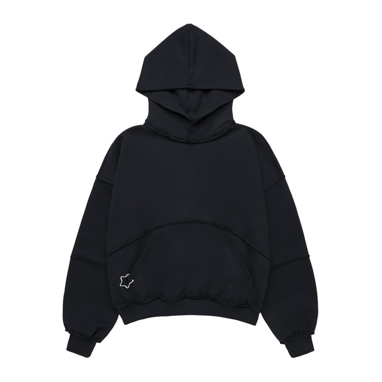 NONONSENSE RAW BOXY HOODIE BLACK FRONT