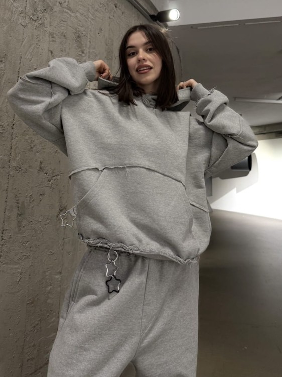 NONONSENSE RAW BOXY HOODIE GREY