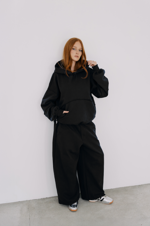 NONONSENSE RAW BOXY HOODIE + DRES KOMPLET - CZARNY